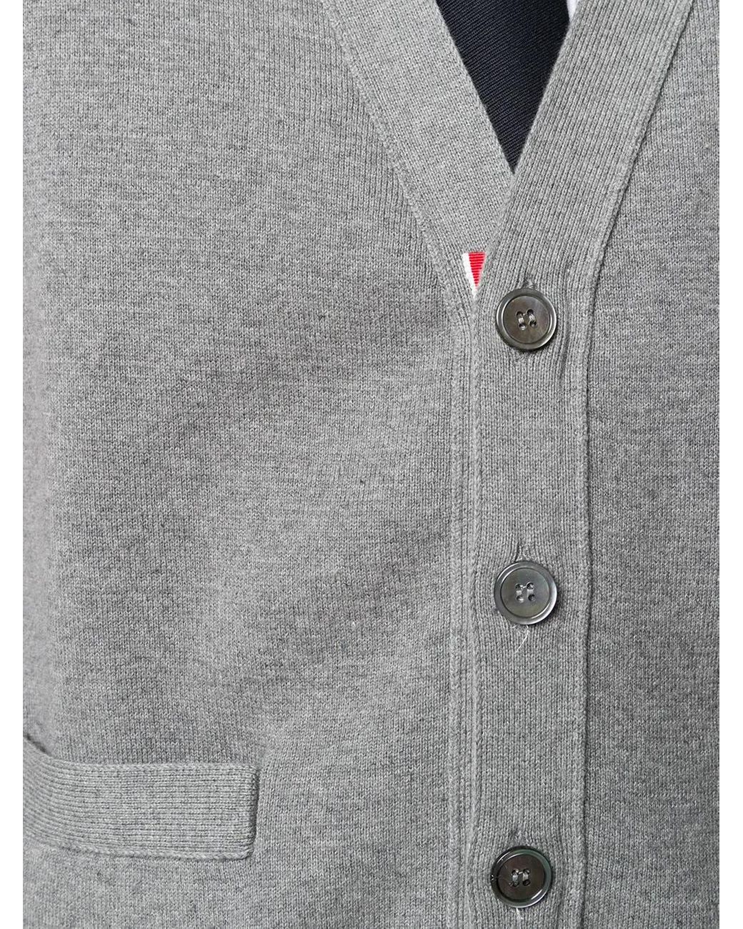 Thom Browne Gray Milano Stitch Stripe Armband Cardigan for men