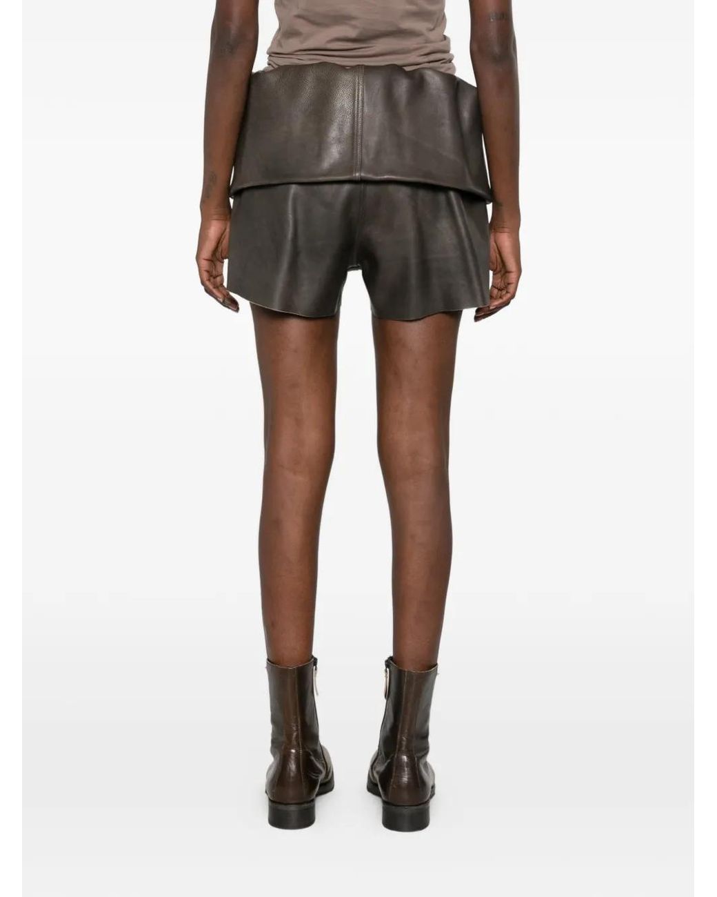 Rick Owens Gray Short Crater En Cuir À Rabat