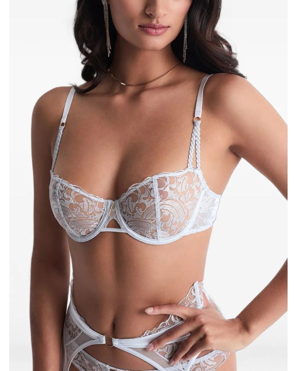 Aubade White Satin Memories Embroidered Underwired Bra