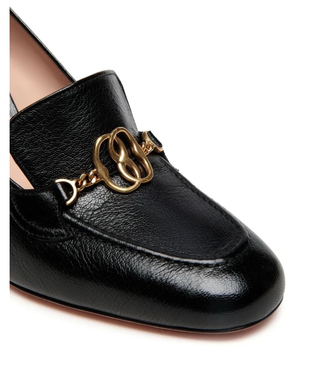 Bally Black Tone Chain Leather Pumps