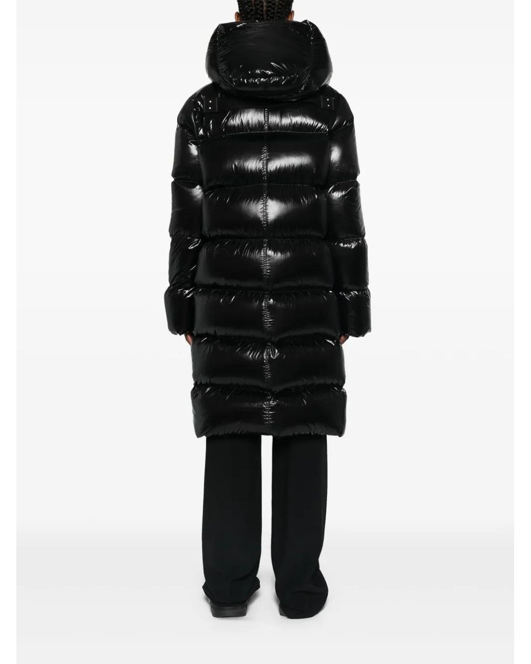 Rick Owens Black Ls Hooded Puffer Coat - Women's - Virgin Wool/elastane/polyamide/goose Feather