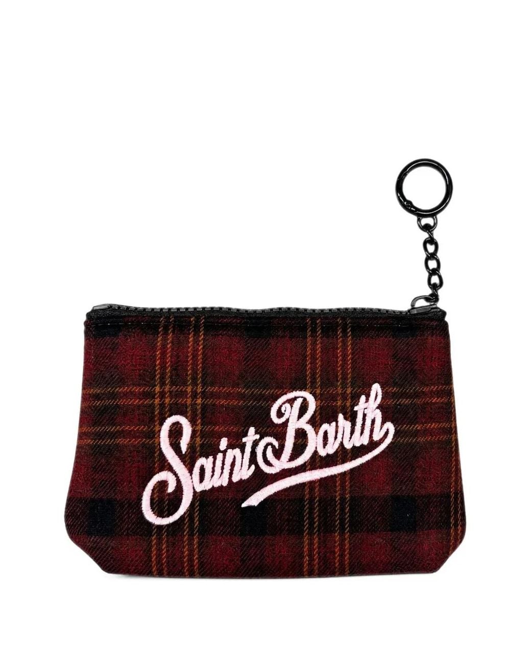 Mc2 Saint Barth Purple Mini Aline Tartan Embroidered-Logo Clutch Bag