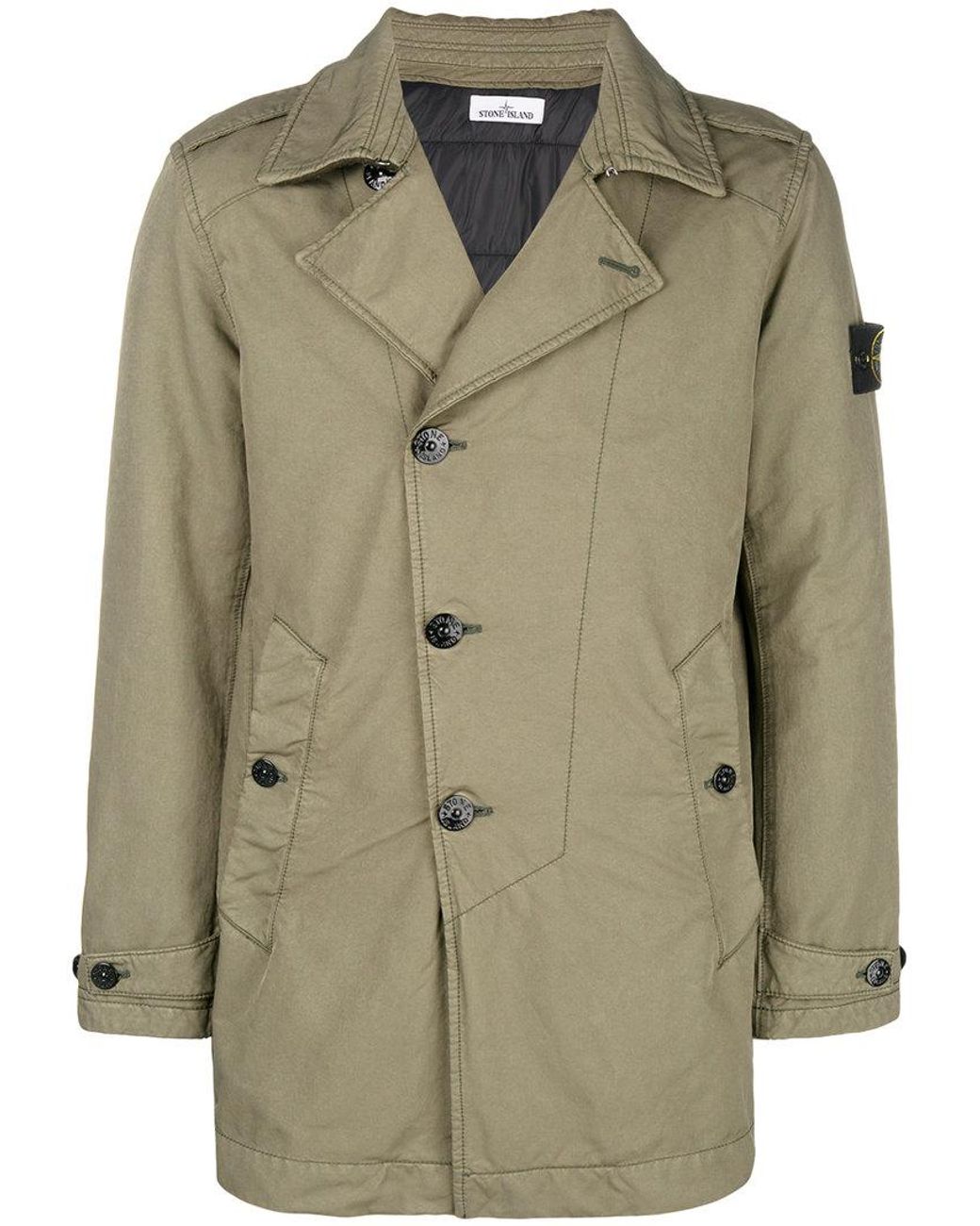 Stone Island Lightweight Trench Coat in Green for Men | Lyst