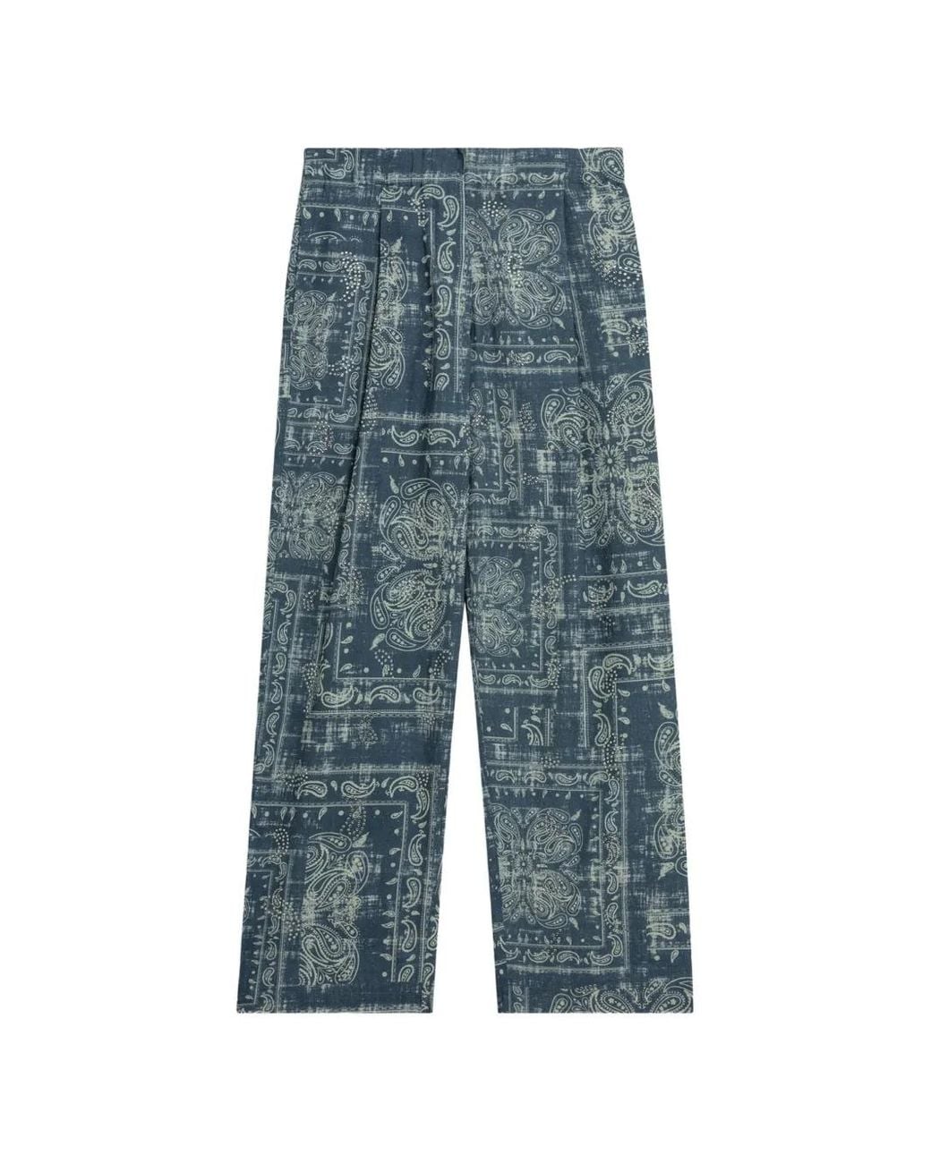 A PAPER KID Blue Popeline Paisley Trousers