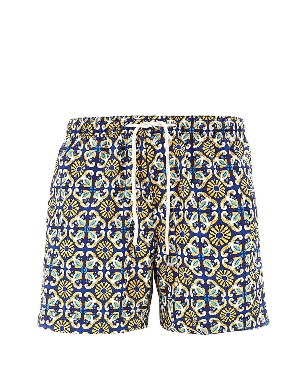 Peninsula White Amalfi Tile-Print Swim Shorts for men