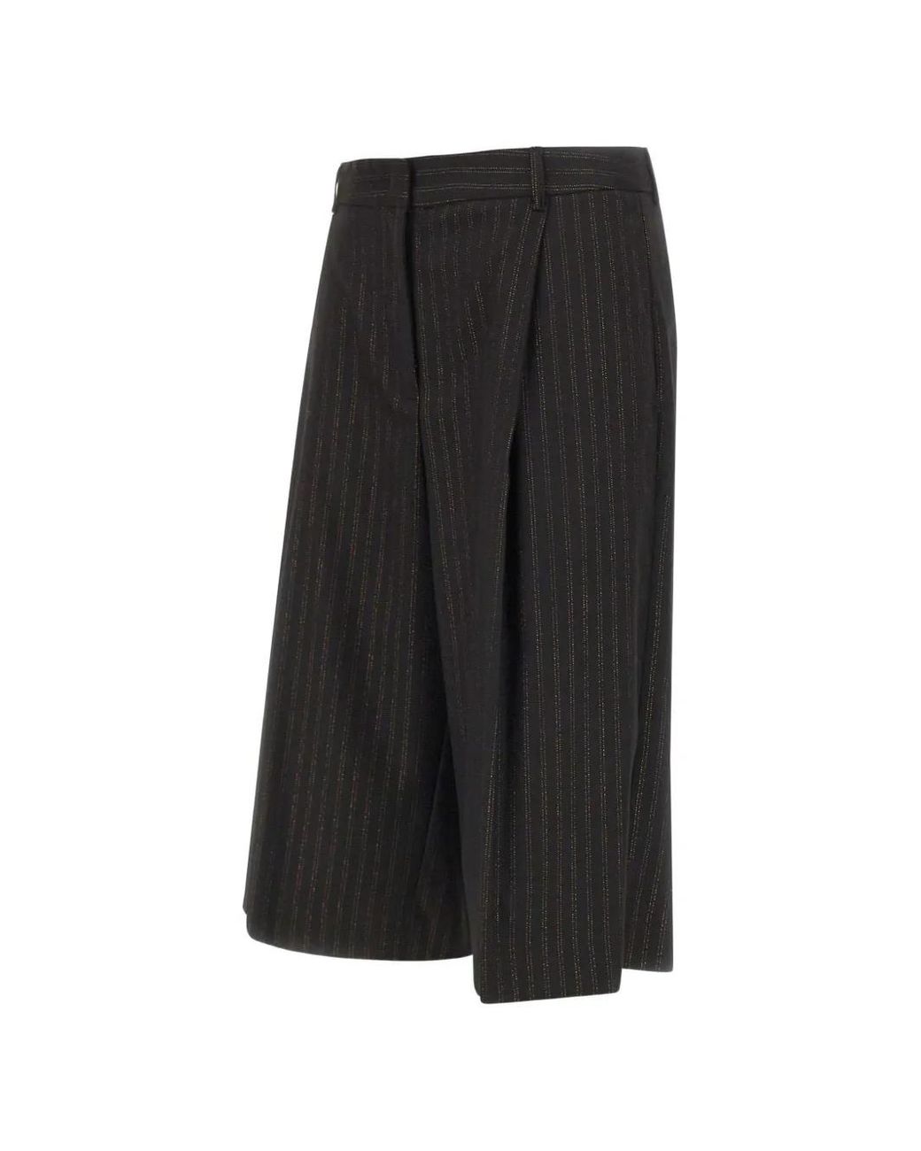 Kaos Gray Pinstripe-Pattern Pleated Shorts