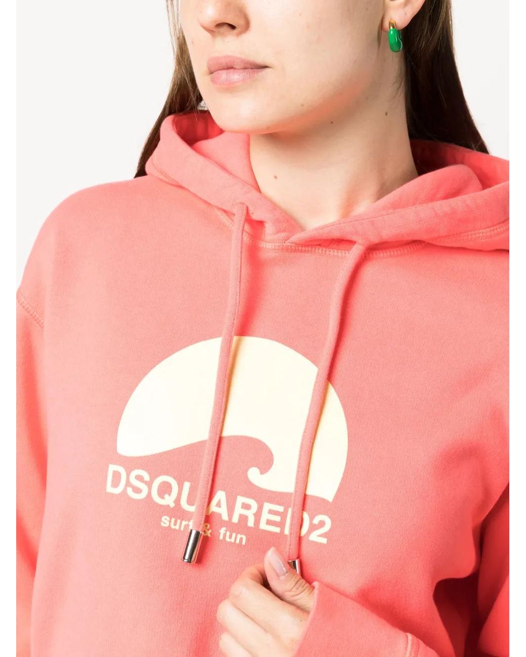 DSquared² Pink Logo-Print Cotton Hoodie