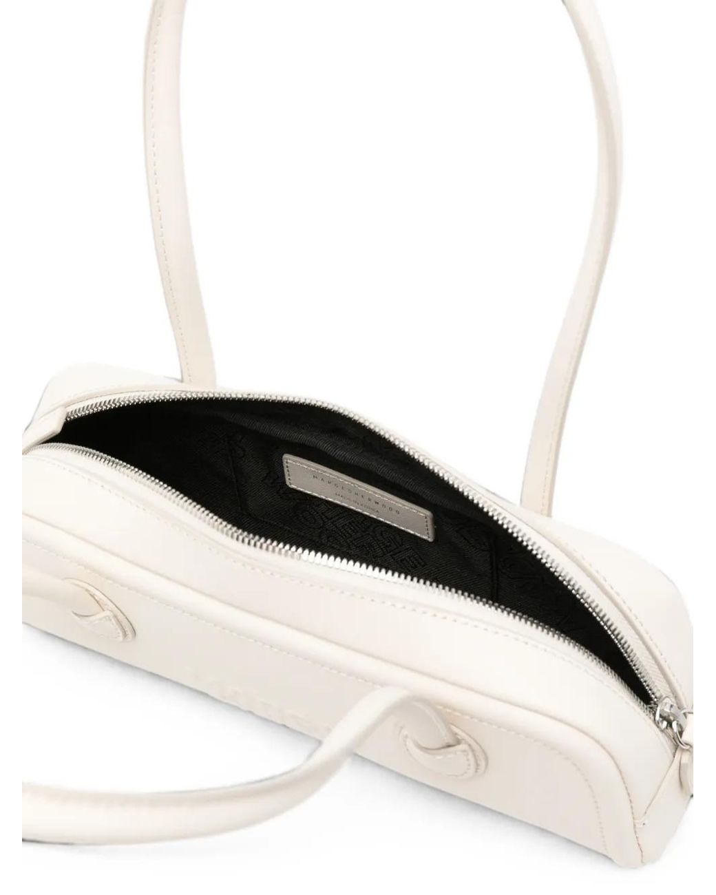MARGE SHERWOOD White Embossed-Logo Leather Tote Bag