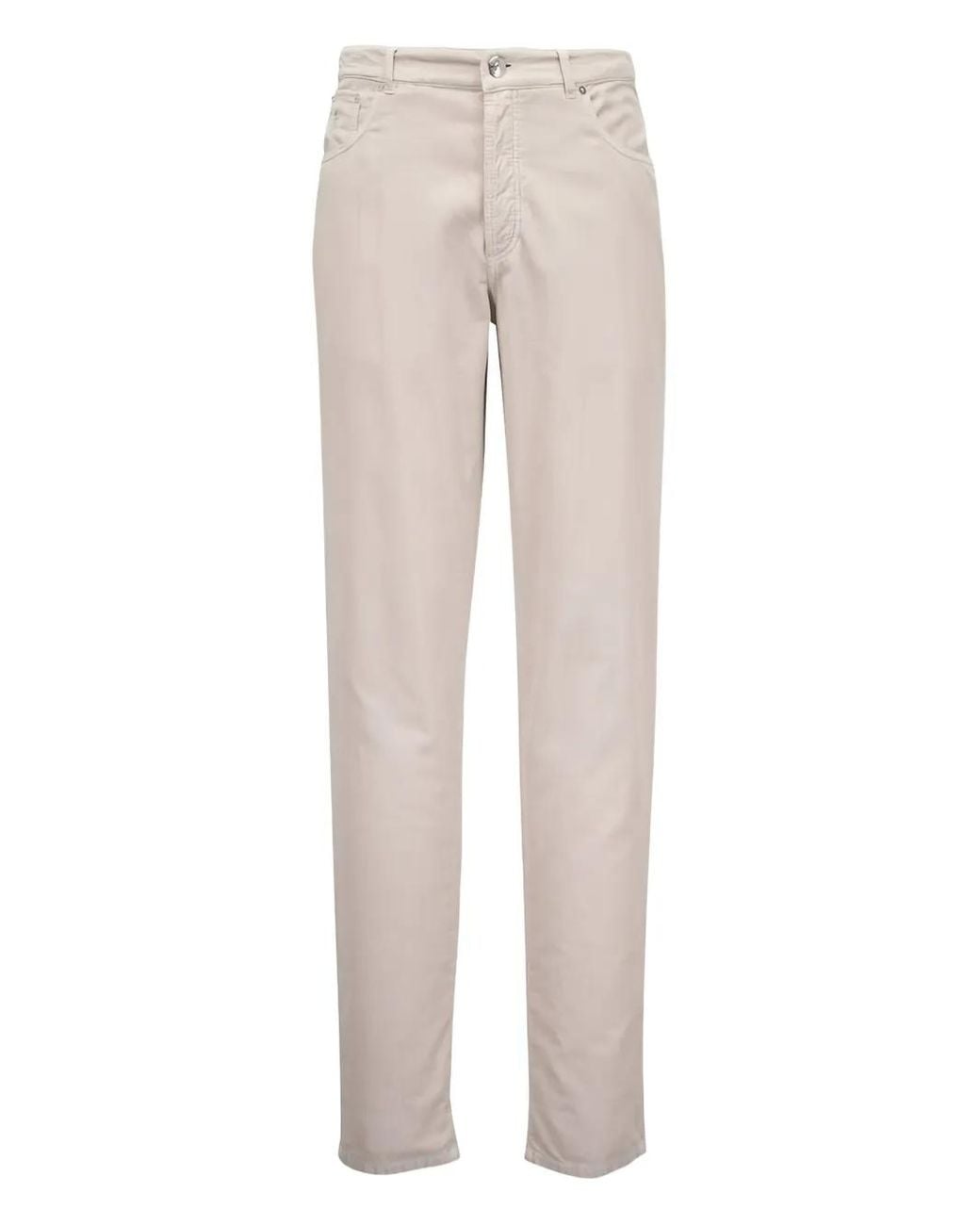Brunello Cucinelli White Ribbed Trousers for men