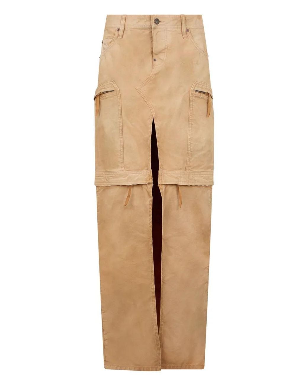DSquared² Natural Utility Distressed Long Skirt