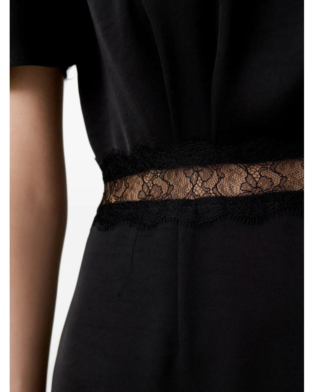 Claudie Pierlot Black Satin Lace Open-Back Dress