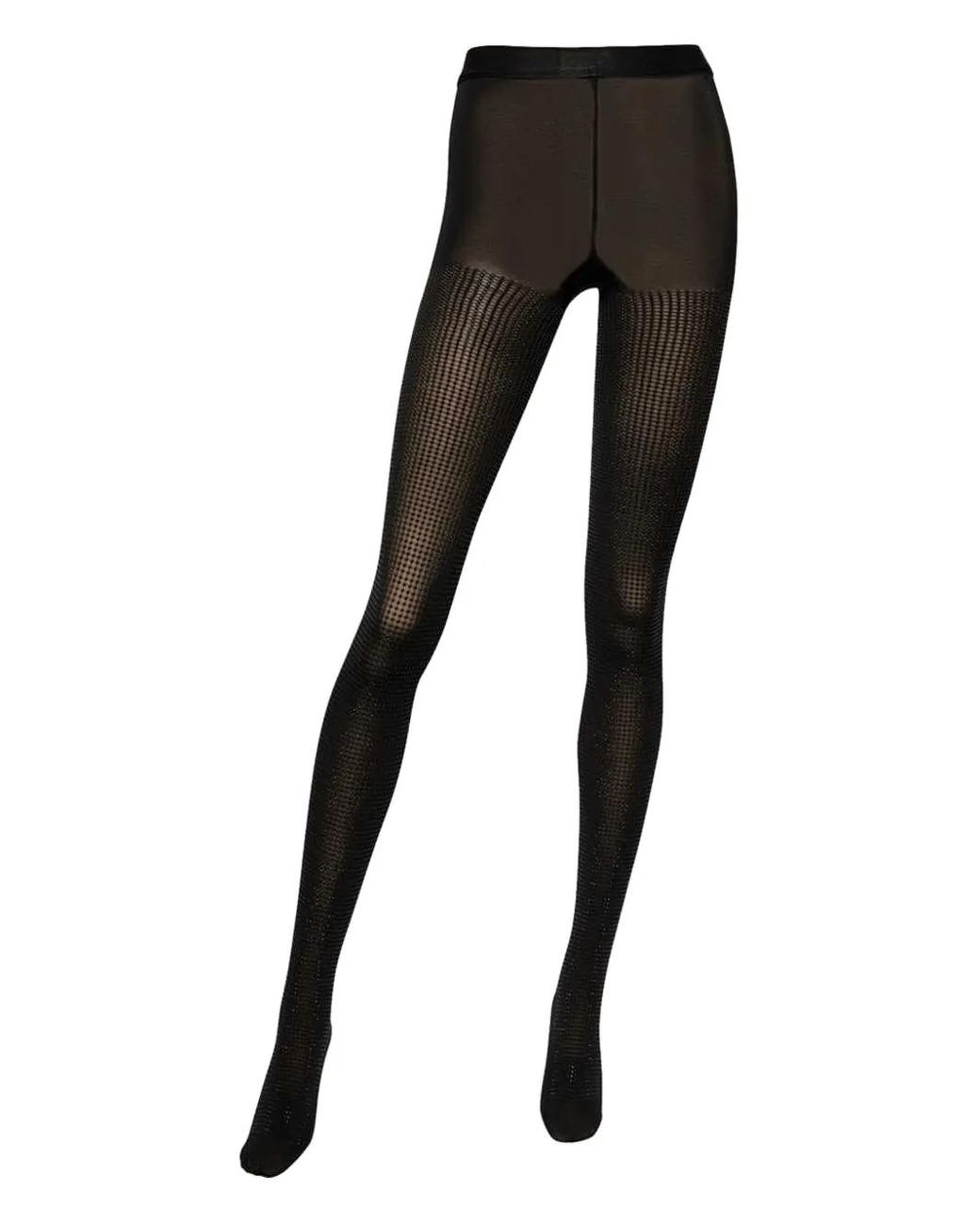 Sergio Rossi Black Rhinestone-Embellished Stretch Tights