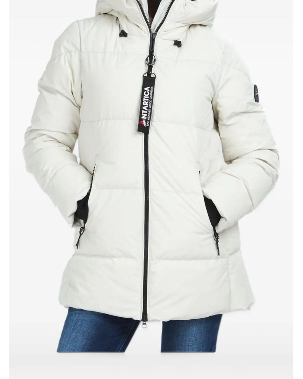 Antartica White Marit Quilted Hooded Jacket