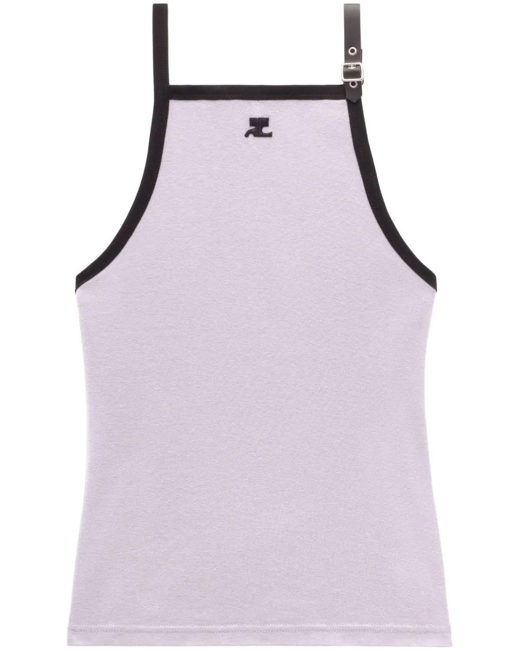 Courreges Purple Buckle Cotton Tank Top