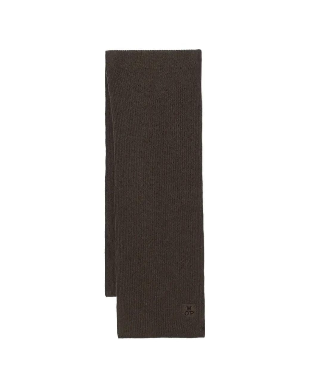 Marc O' Polo Brown Ribbed-Knit Logo-Embroidered Scarf for men