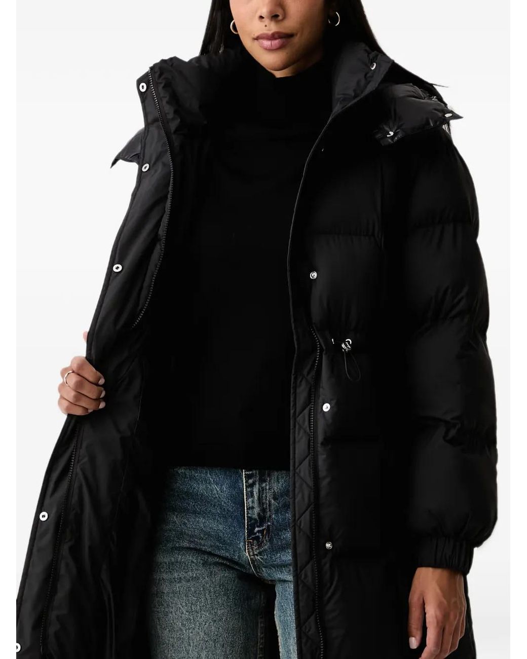 Patrizia Pepe Black Padded Drawstring-Waist Coat