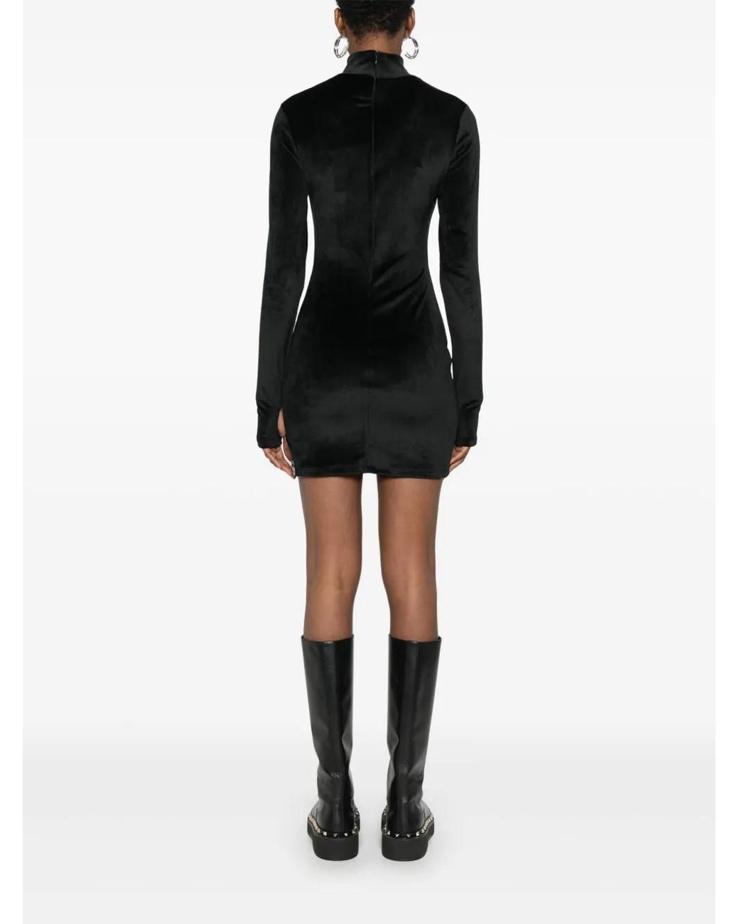 Gcds Black Velvet Mini Dress
