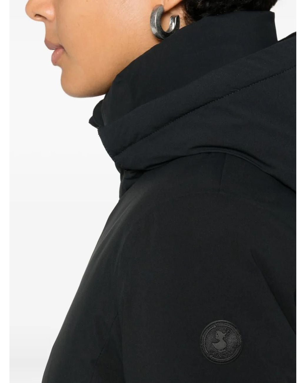 Save The Duck Black Rachel Hooded Zip-Up Coat