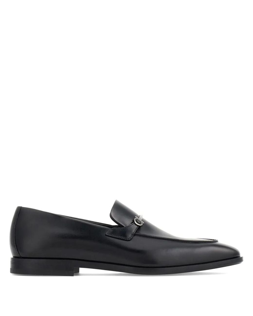 Ferragamo Black Gancini-Charm Leather Mocassin Loafers for men