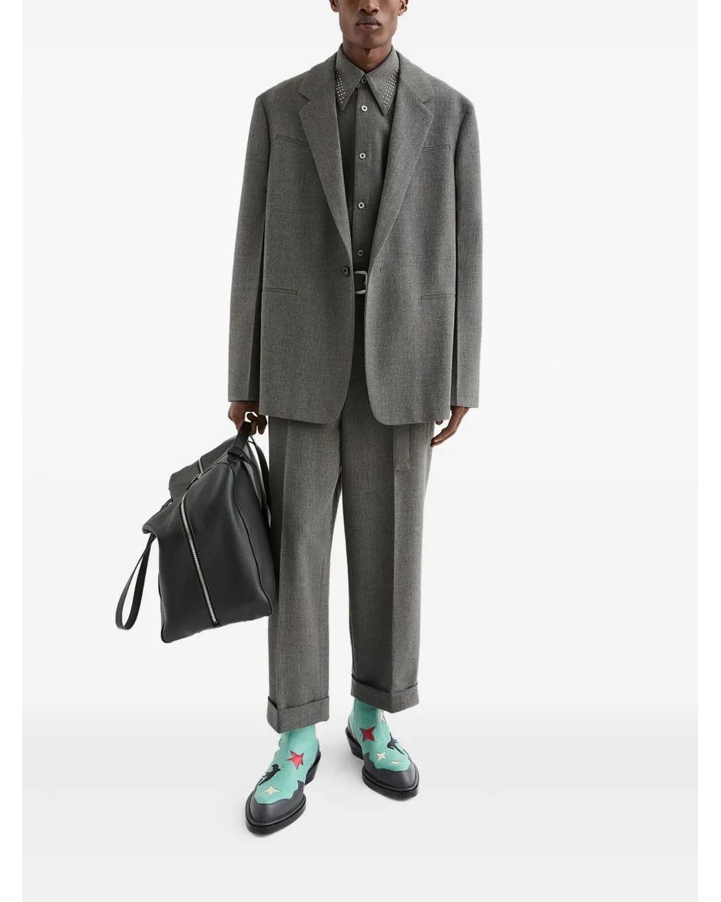 Jil Sander Gray Belted Pleated Trousers for men