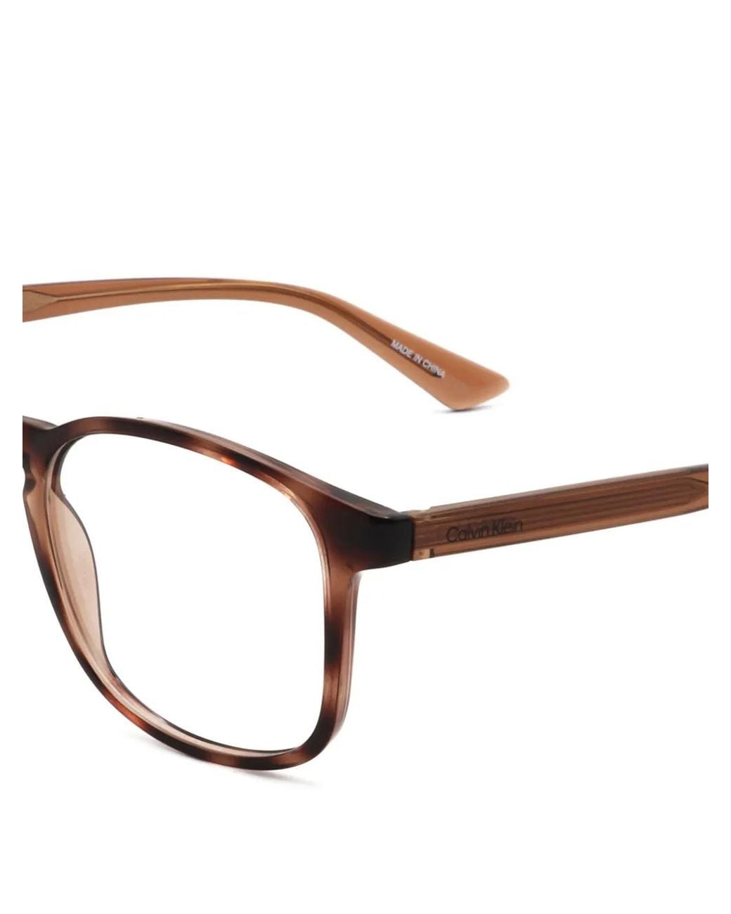 Calvin Klein White Tortoiseshell-Effect Square-Frame Glasses for men