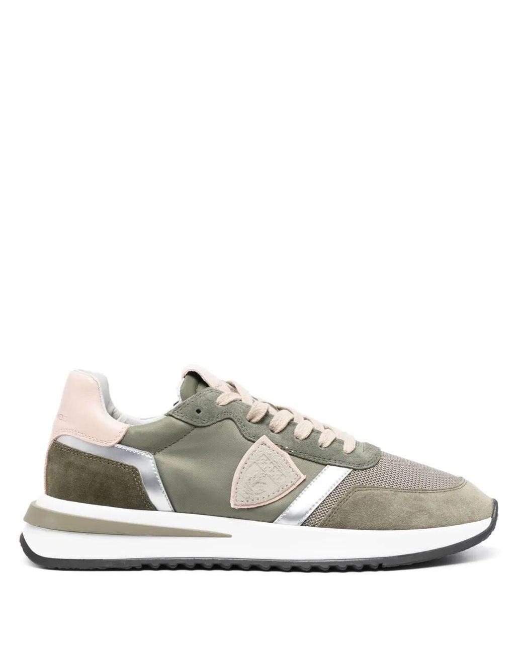 Philippe Model White Leather-Panelled Low-Top Sneakers