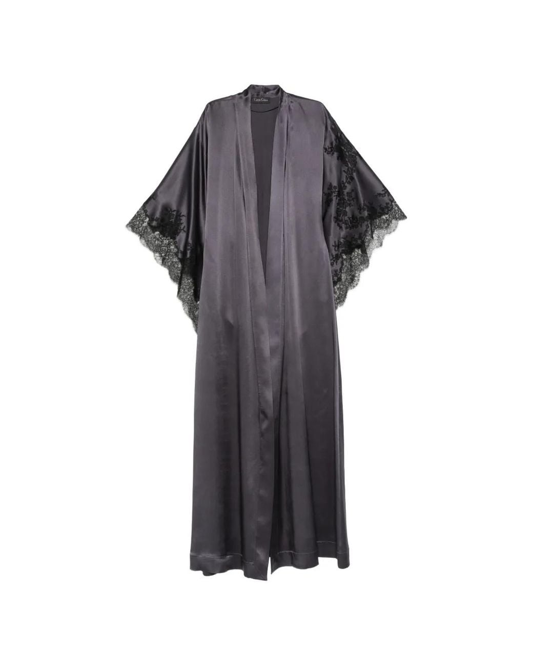 Carine Gilson Gray Lace-Trim Robe