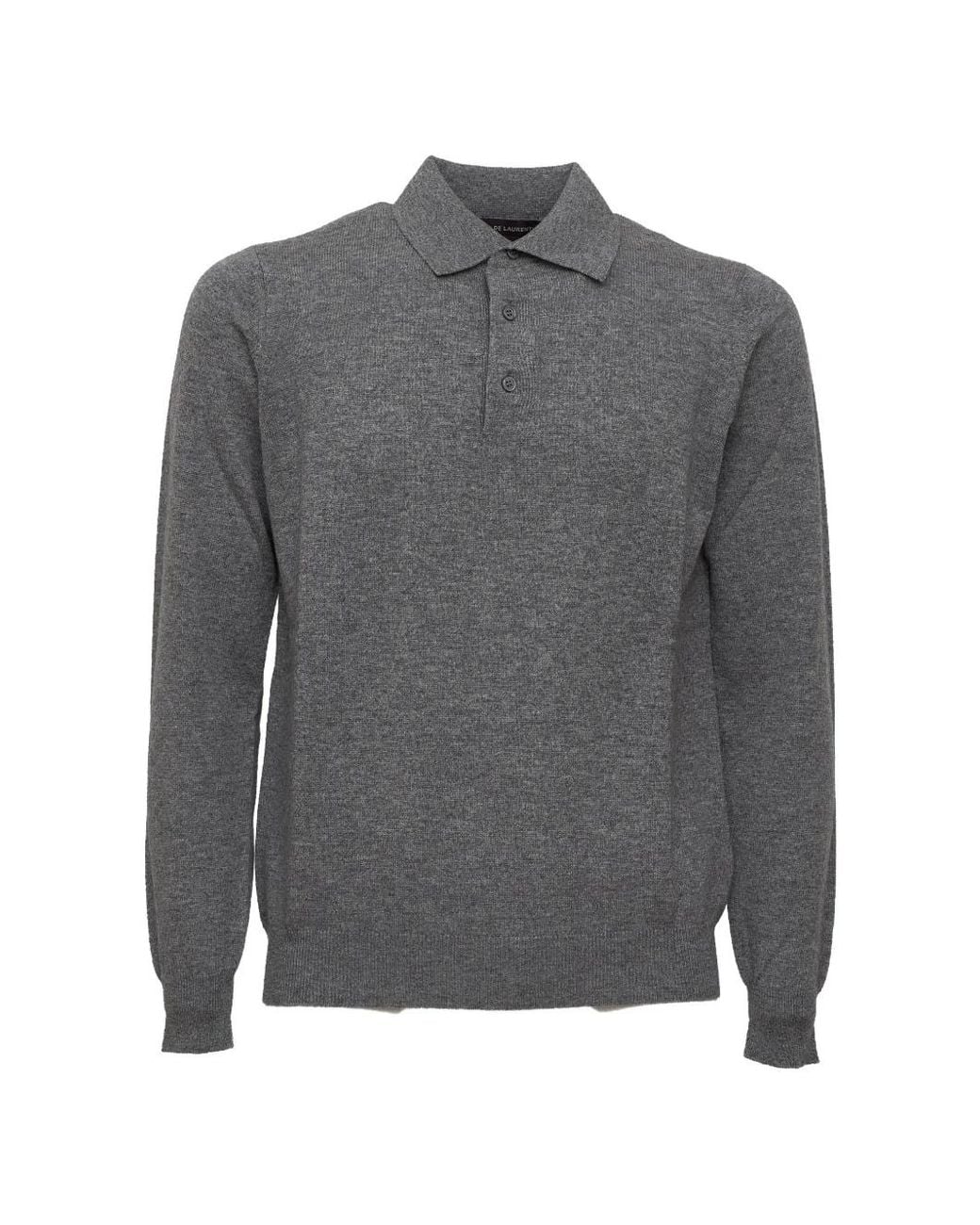 FILIPPO DE LAURENTIIS Gray Long-Sleeve Polo Shirt for men