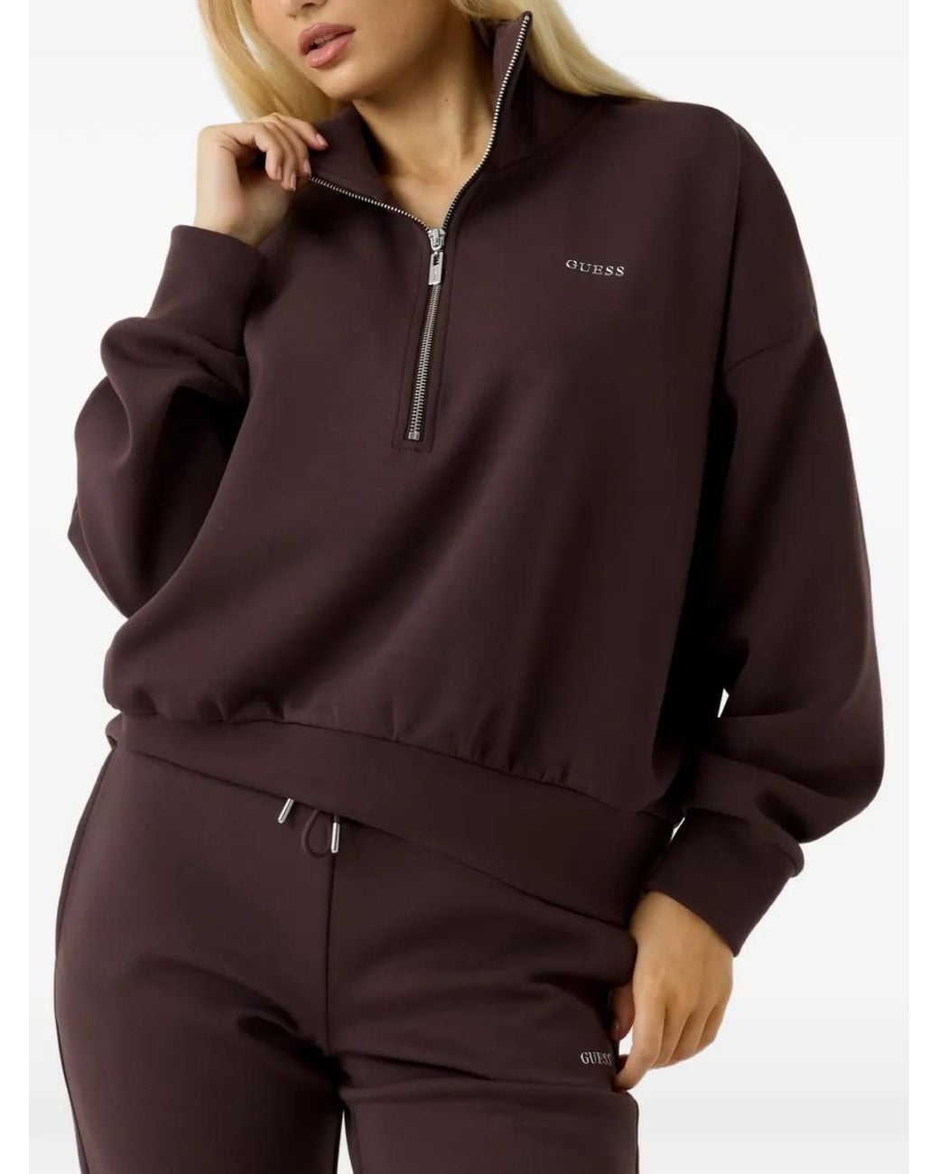 Guess Sweater Met Logoprint in het Brown