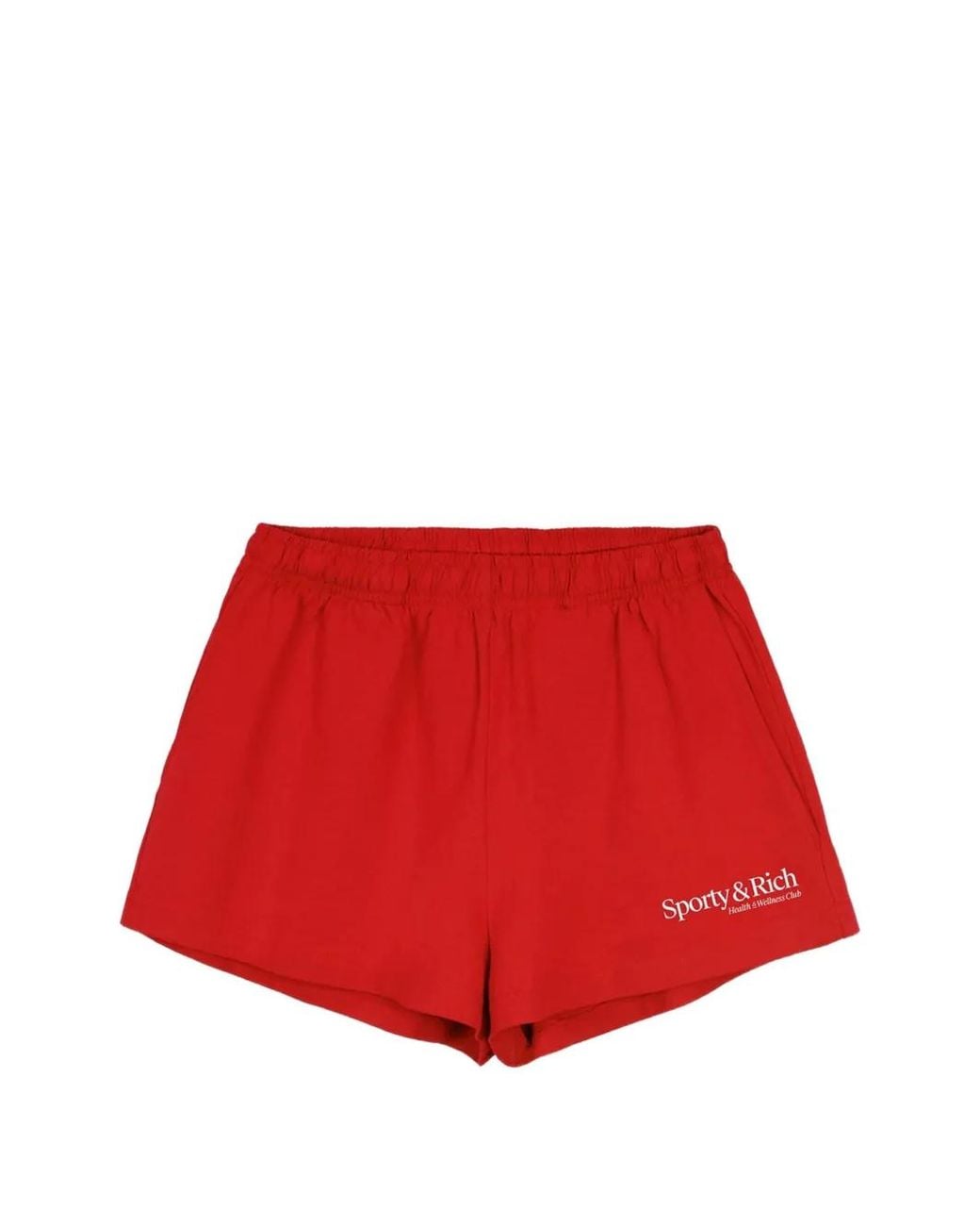 Sporty & Rich Red Logo-Print Cotton Shorts