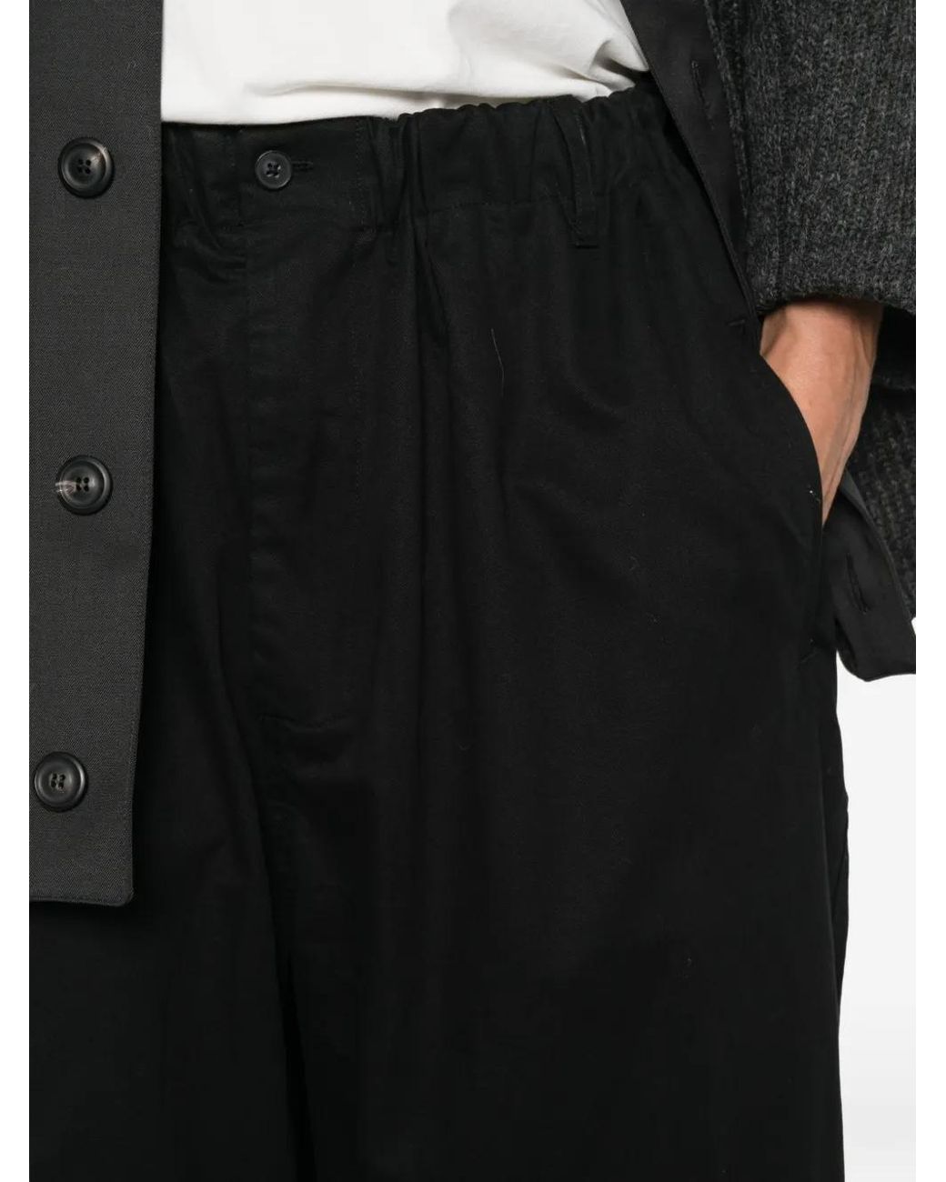 Entire studios Black Elasticated Drawstring-Hem Trousers for men