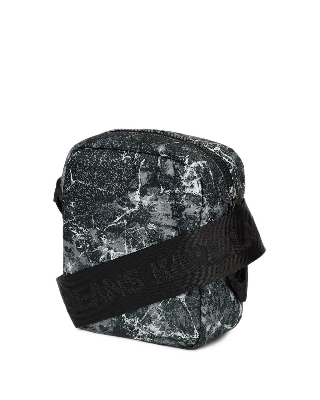 Karl Lagerfeld Black All-Over Print Logo Cross Body Bag for men