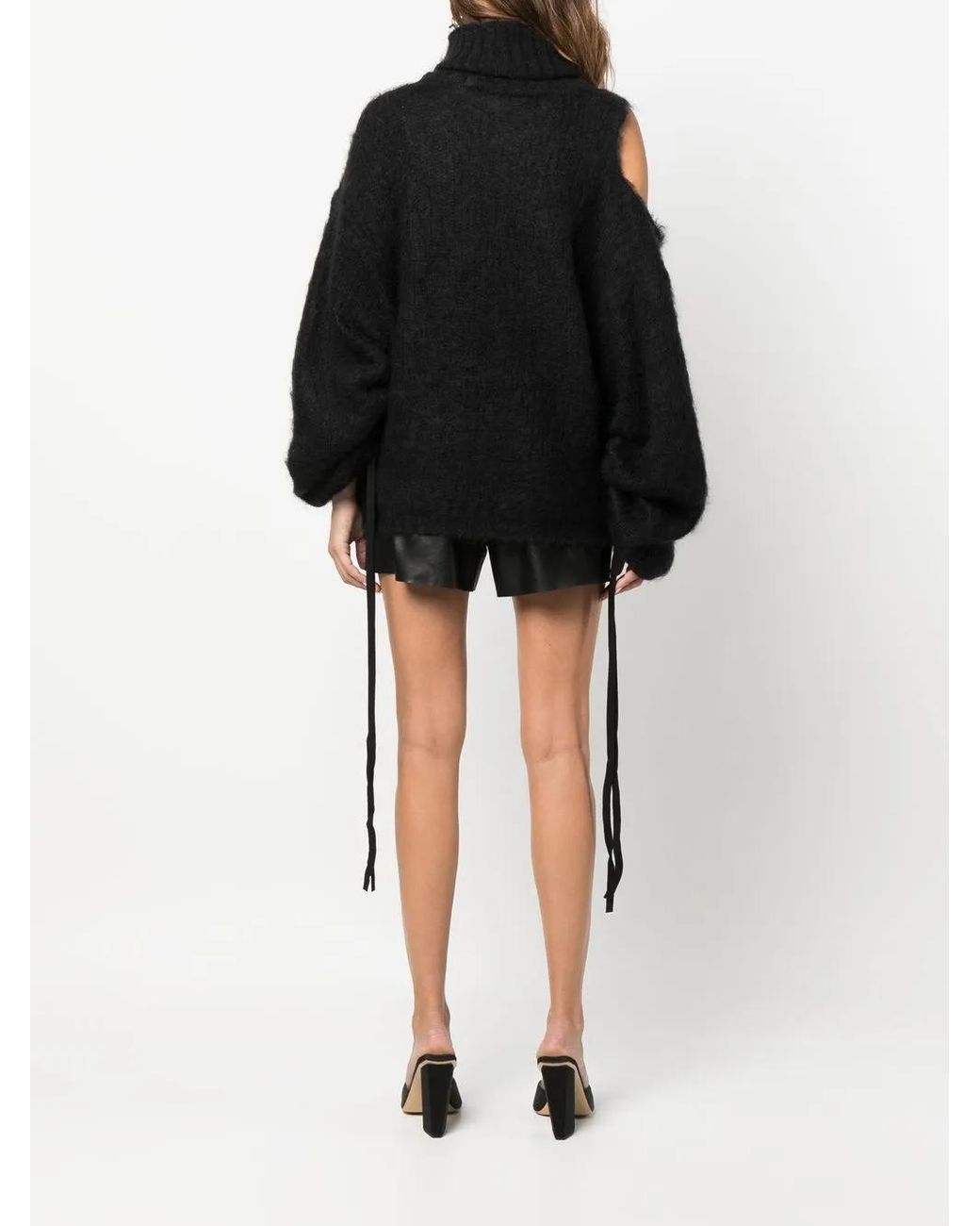 ANDREADAMO Black Cut-Out Detail Roll-Neck Jumper