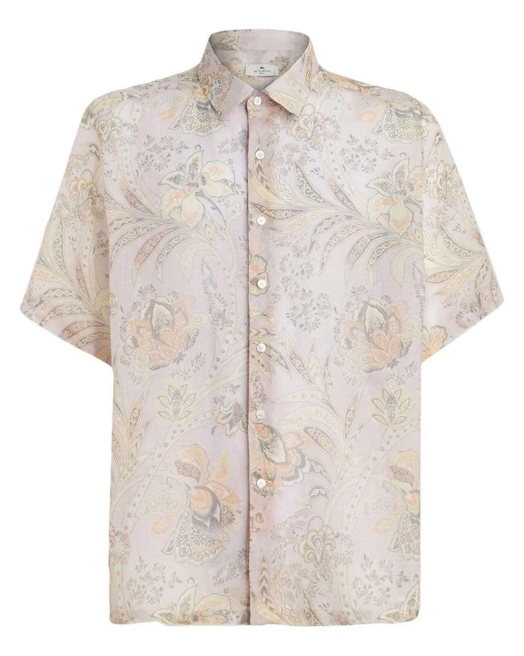 Etro White Short-sleeved Coat With Floral Print for men