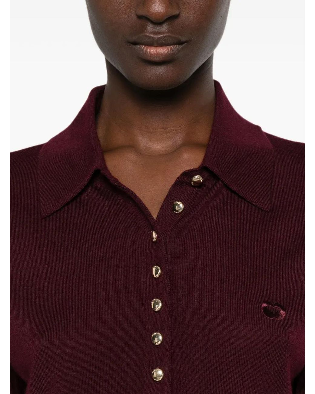 Maje Red Polo Collar Sweater