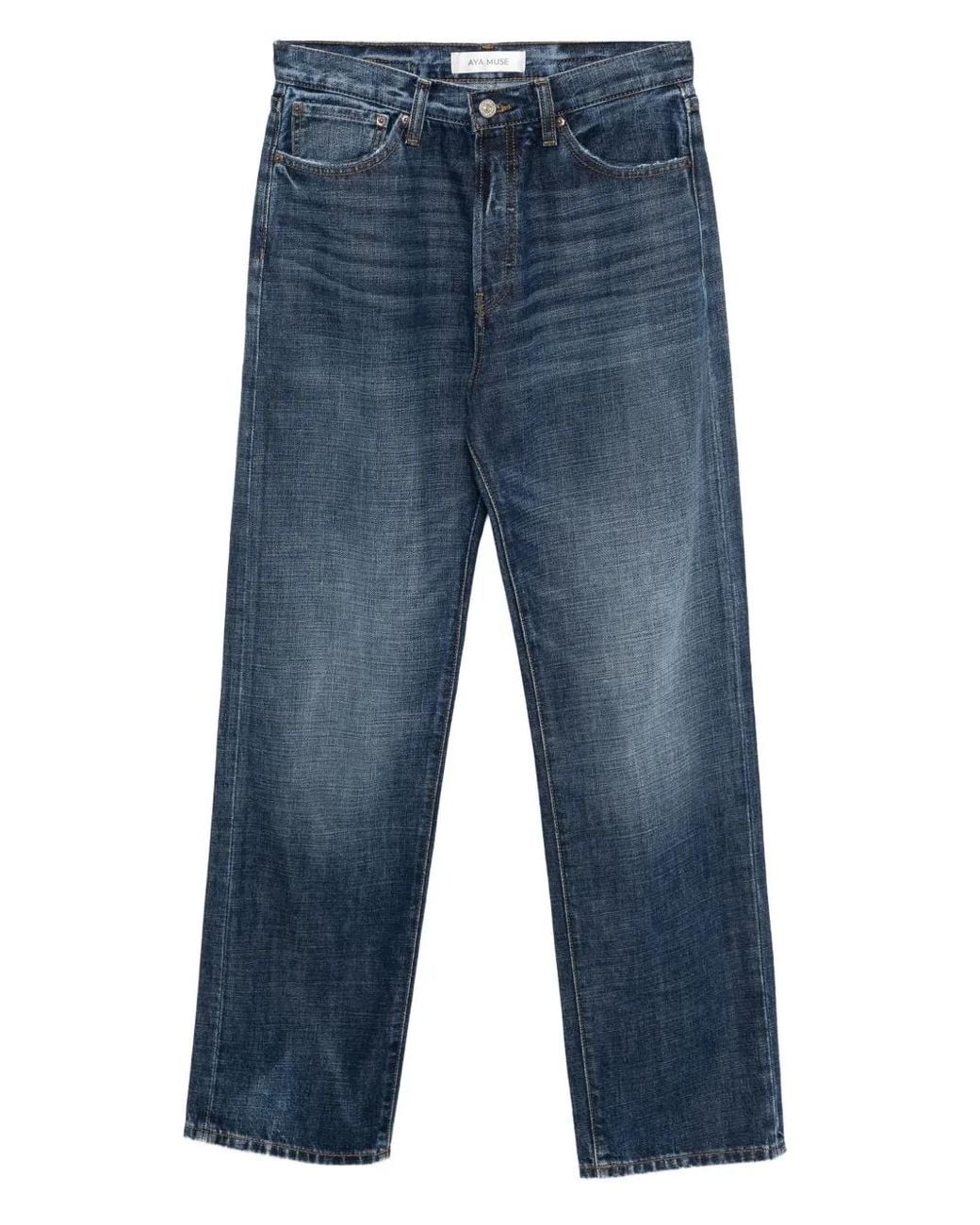 AYA MUSE Blue Buckled Straight Leg Jeans