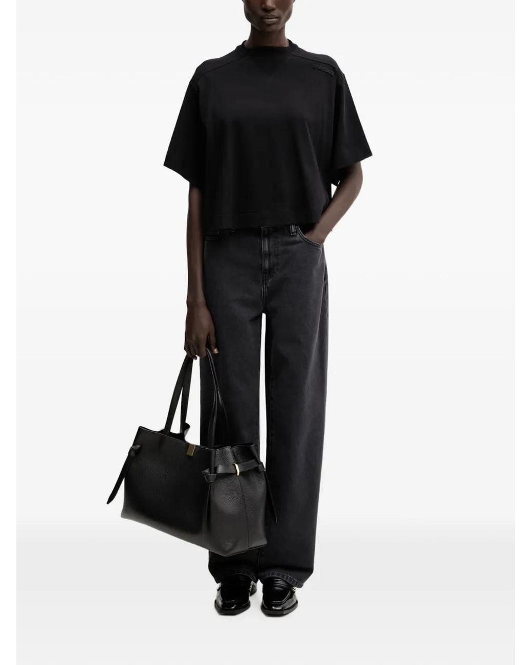 Sportmax Black Logo-Patch Cropped T-Shirt