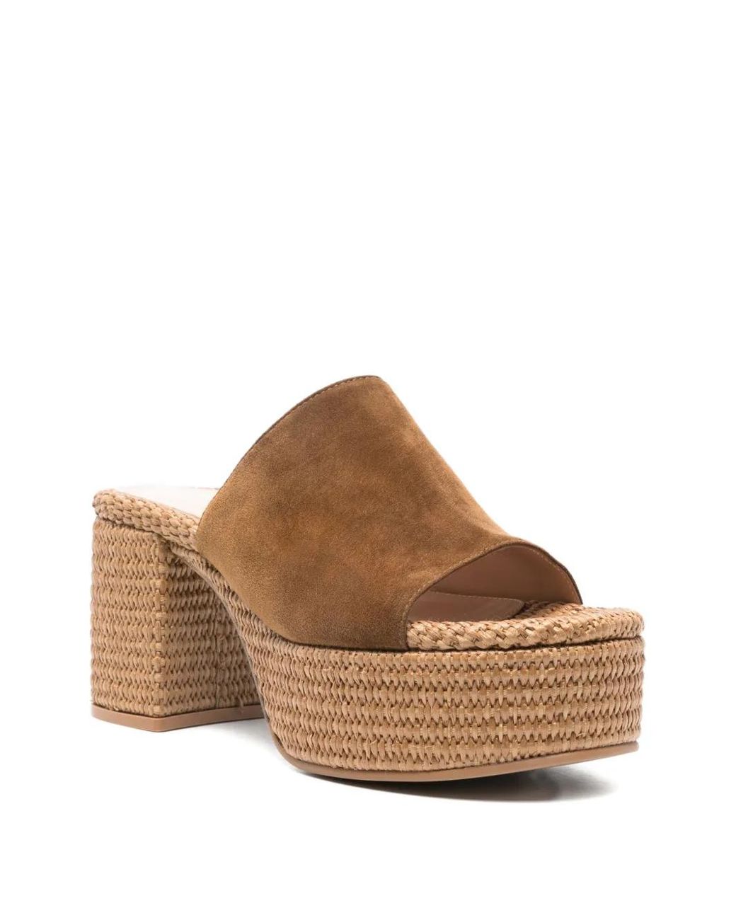 Gianvito Rossi Brown Platform Suede Mule Sandals