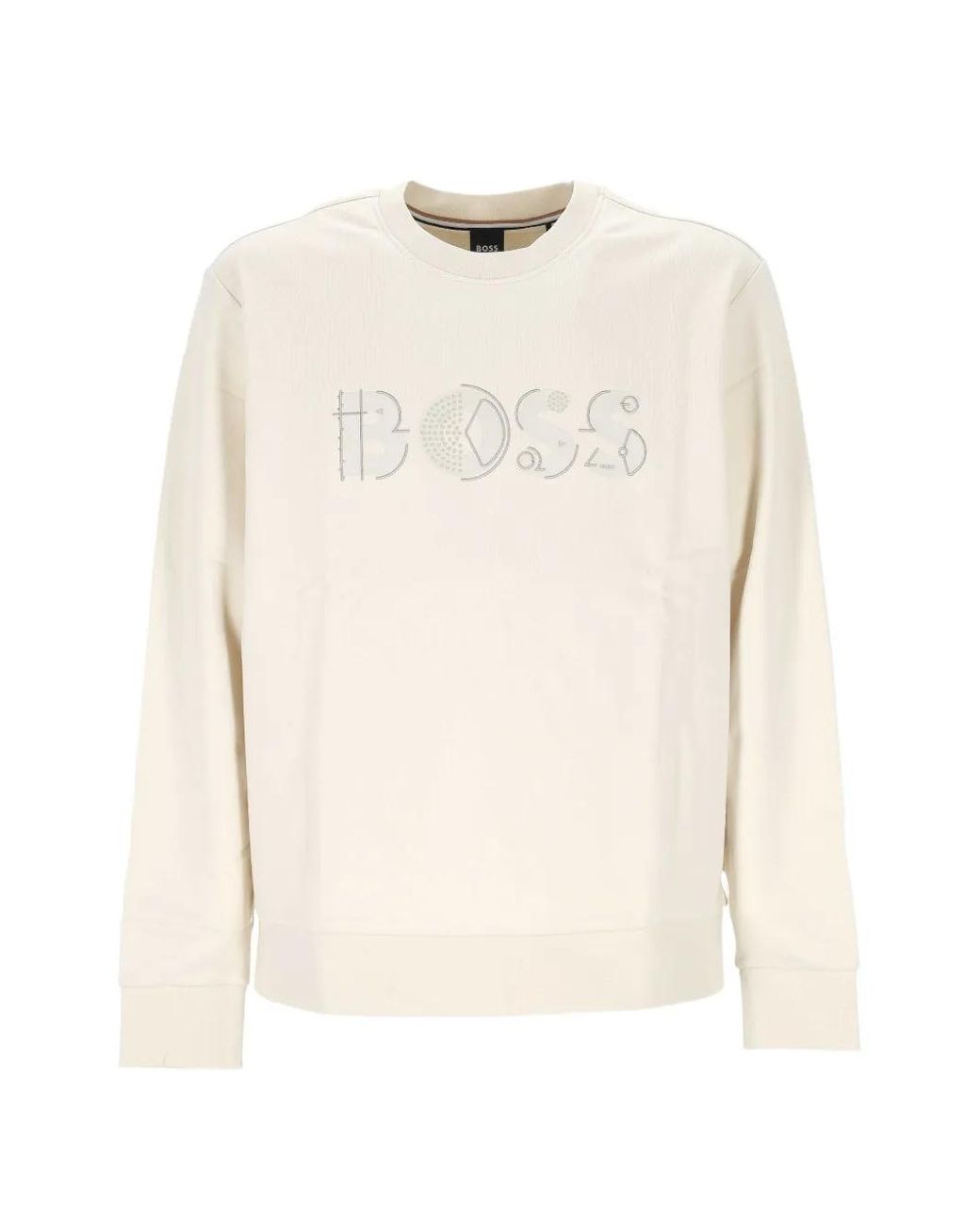 Boss White Logo-Print Sweater for men