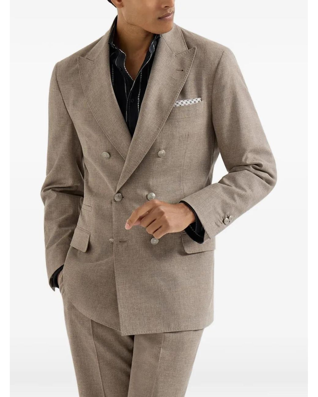 Brunello Cucinelli Brown Solomeo Virgin Wool, Cotton And Silk One-And-A-Half Breasted Blazer for men