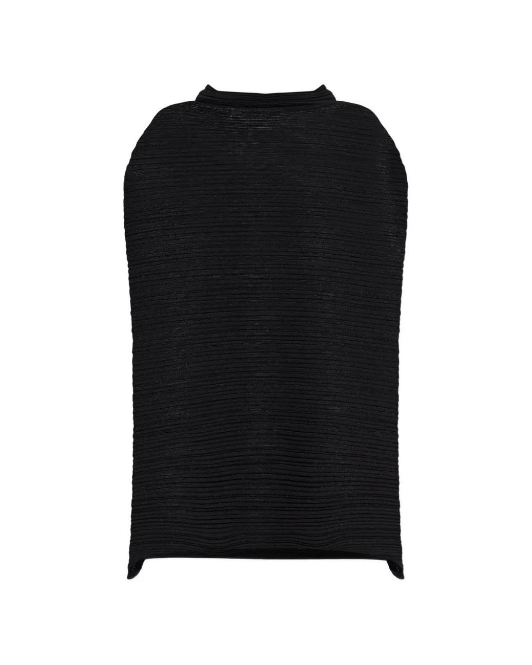 Pleats Please Issey Miyake Black Oversized Pleated Top