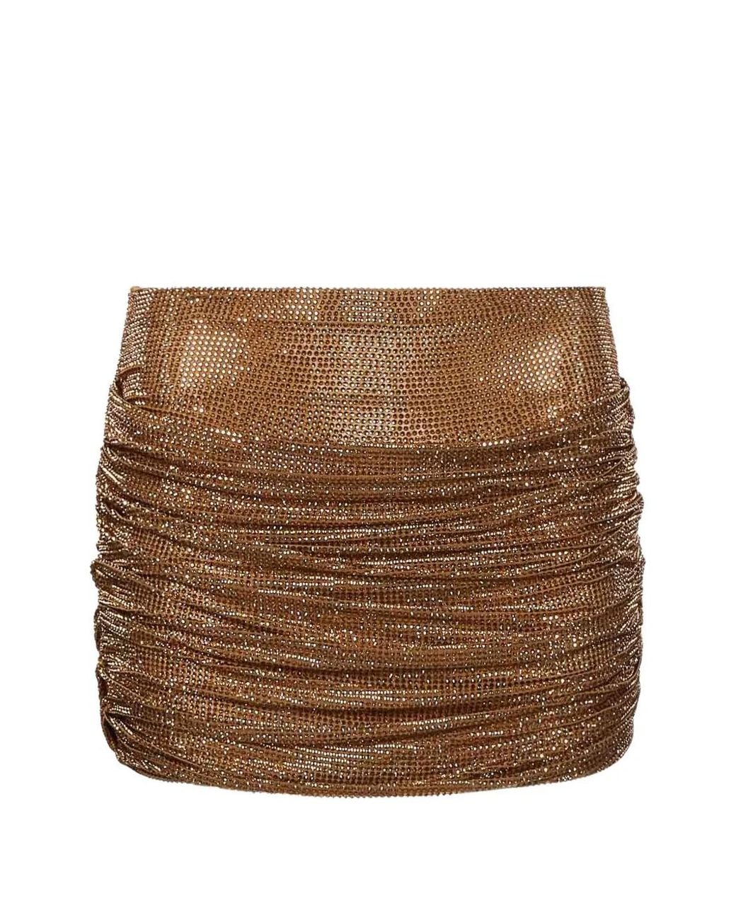 GIUSEPPE DI MORABITO Brown Ruched Embellished Mini Skirt