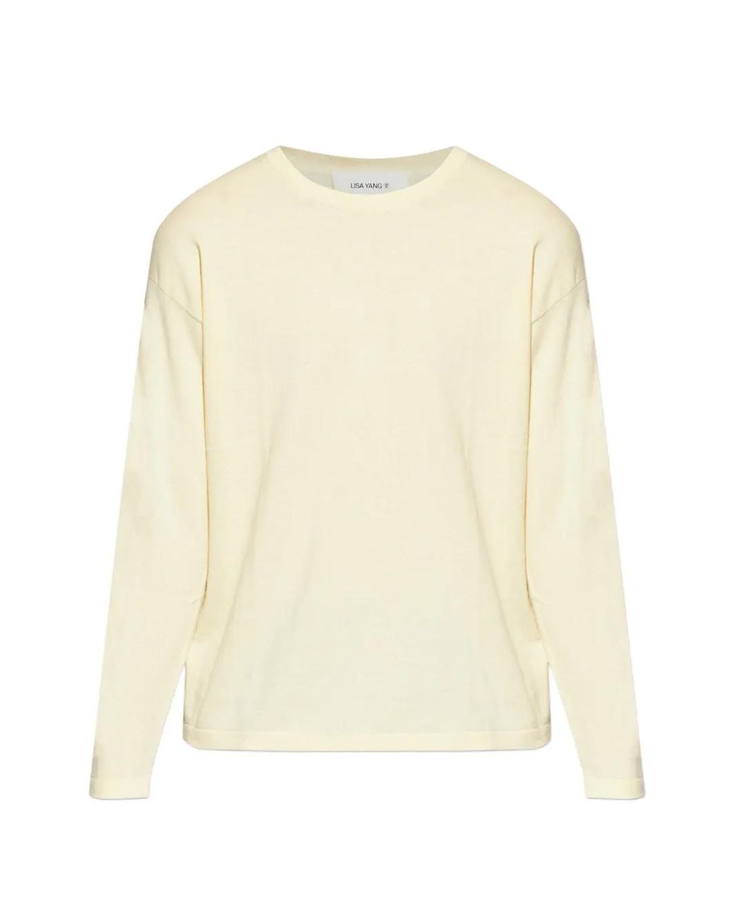 Lisa Yang Natural Long-Sleeve Crew-Neck Sweater for men
