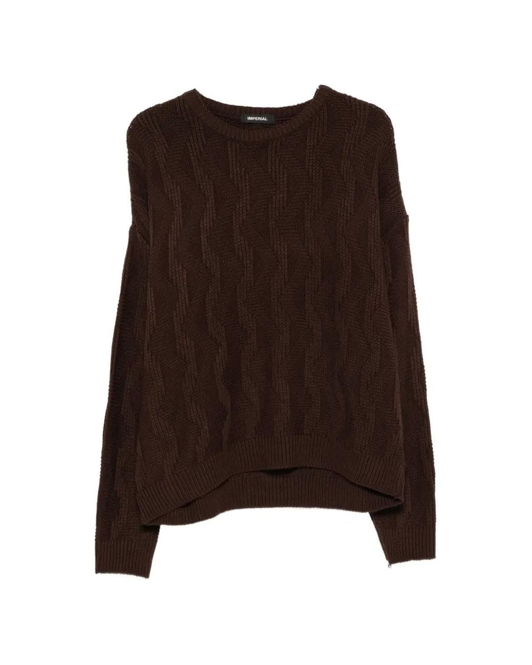 Imperial Brown Cable-Knit Sweater for men