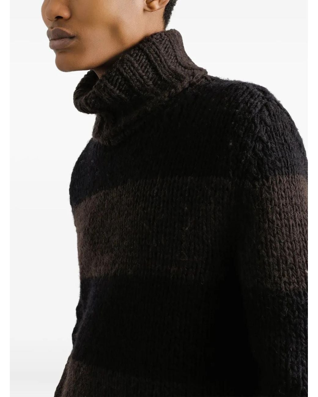 Dolce & Gabbana Black Striped Turtleneck Sweater for men
