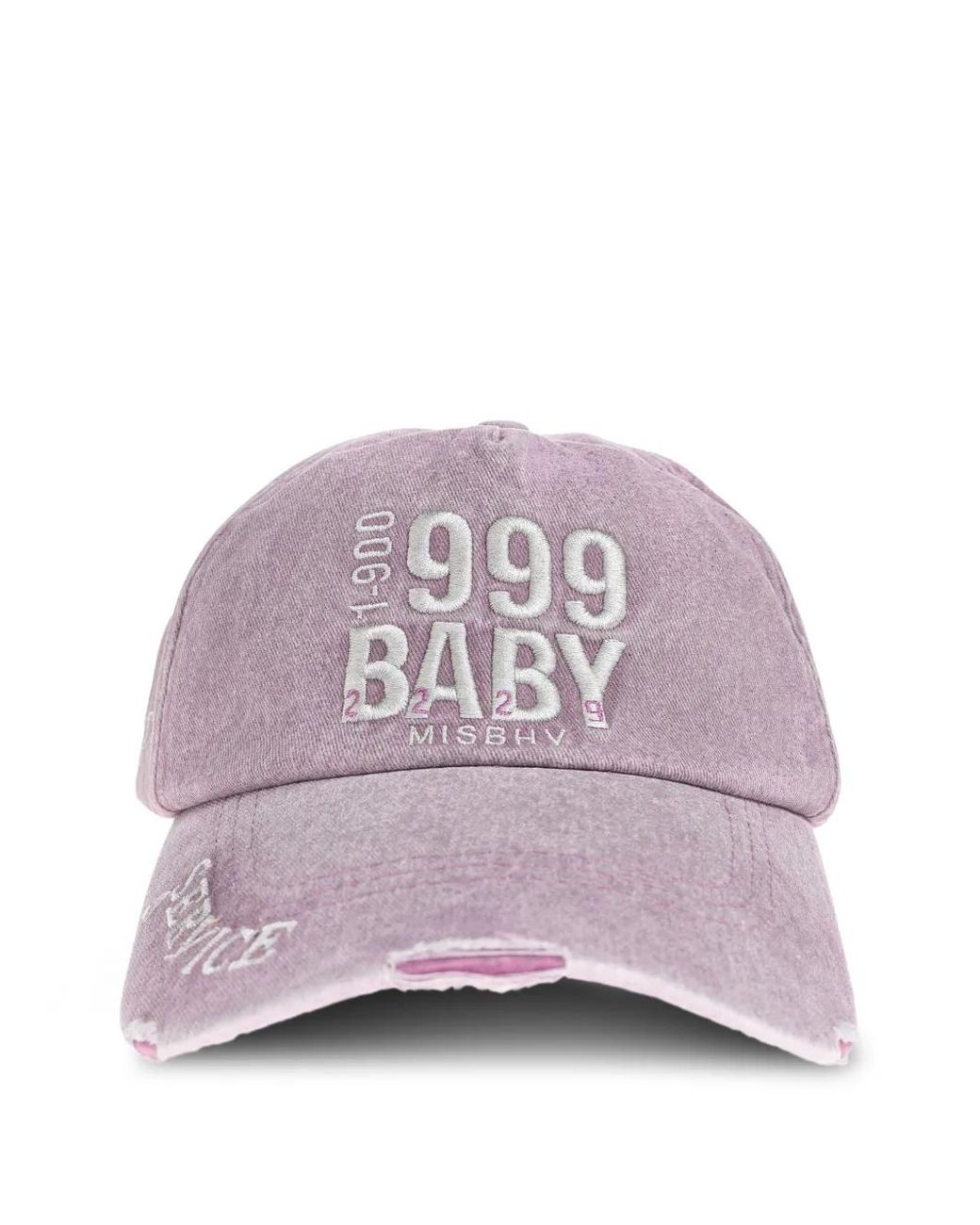 M I S B H V Purple Embroidered Distressed Cap