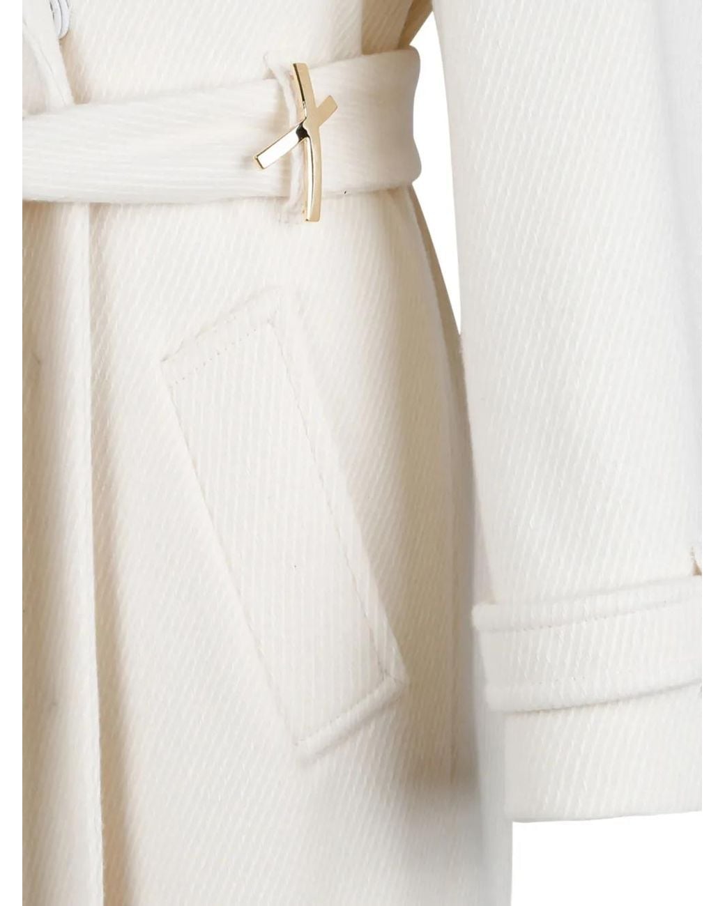Genny White Belted Lapels Coat