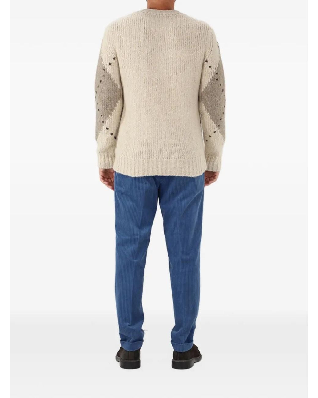 Ballantyne Natural Argyle-Pattern Chunky-Knit Sweater for men