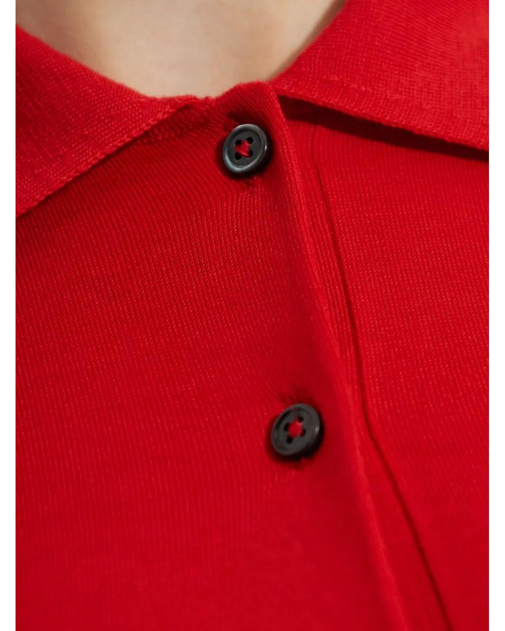 Jil Sander Red Short-Sleeve Wool Polo Shirt