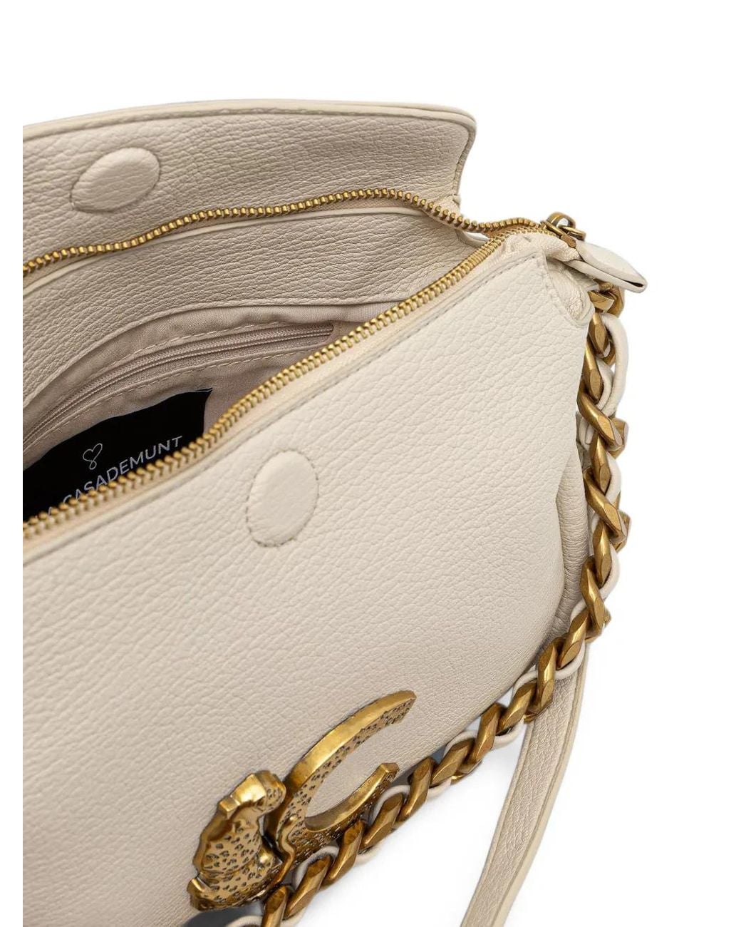 Lola Casademunt Natural Logo-Plaque Chain-Link Shoulder Bag